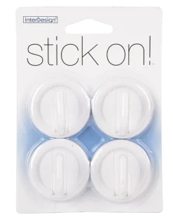 iDesign 1 in. L White Plastic Small stick on Hook 4 pk