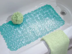 iDesign 26-1/2 in. L X 13-3/4 in. W Blue Vinyl Bath Mat
