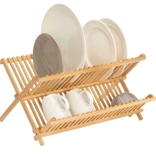 iDesign Brown Bamboo Dish Drying Rack