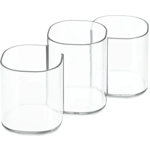 iDesign Clarity Cosmetic Trio Clear Plastic Utensil Holder