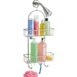 iDesign Classico 2 26 in. H X 5 in. W X 12 in. L Satin Silver Shower Caddy