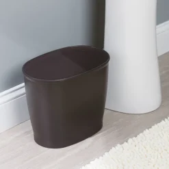 iDesign Kent 2 Black Plastic Oval Wastebasket