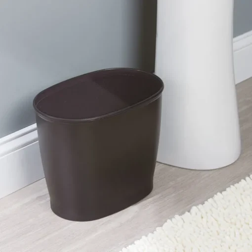 iDesign Kent 2 Black Plastic Oval Wastebasket