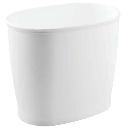 iDesign Kent 2 gal White Plastic Oval Wastebasket