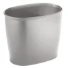 iDesign Kent Silver Plastic Oval Wastebasket