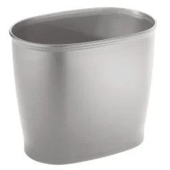 iDesign Kent Silver Plastic Oval Wastebasket