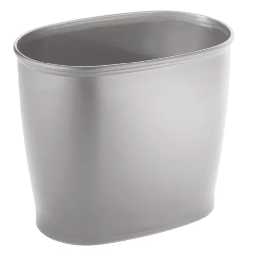 iDesign Kent Silver Plastic Oval Wastebasket