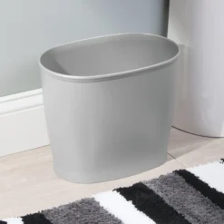iDesign Kent Silver Plastic Oval Wastebasket