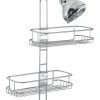 iDesign Linea 22 in. H X 11 in. W X 5 in. L Silver Shower Caddy