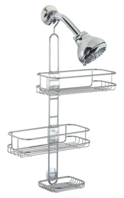 iDesign Linea 22 in. H X 11 in. W X 5 in. L Silver Shower Caddy