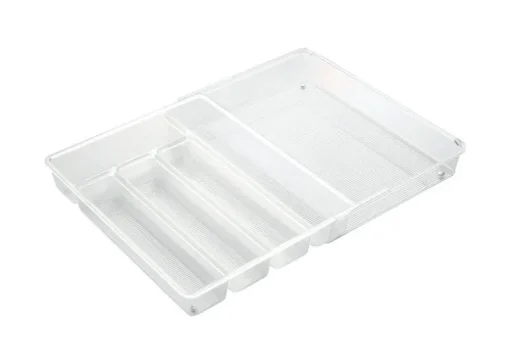 iDesign Linus Clear Cutlery Organizer 2.25 in. H X 14.25 in. W X 11.25 in. D