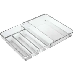 iDesign Linus Clear Cutlery Organizer 2.25 in. H X 14.25 in. W X 11.25 in. D