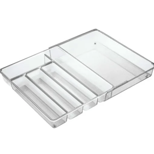 iDesign Linus Clear Cutlery Organizer 2.25 in. H X 14.25 in. W X 11.25 in. D
