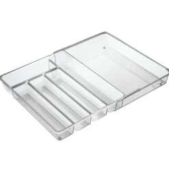 iDesign Linus Clear Cutlery Organizer 2.25 in. H X 14.25 in. W X 11.25 in. D