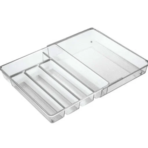 iDesign Linus Clear Cutlery Organizer 2.25 in. H X 14.25 in. W X 11.25 in. D