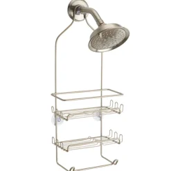 iDesign Milo 21-1/4 in. H X 4-1/2 in. W X 9 in. L Satin Silver Shower Caddy