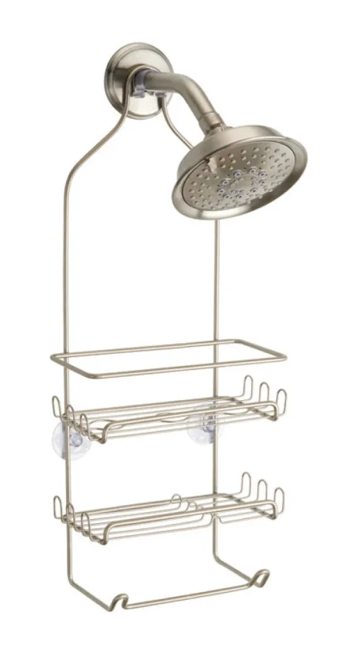 iDesign Milo 21-1/4 in. H X 4-1/2 in. W X 9 in. L Satin Silver Shower Caddy