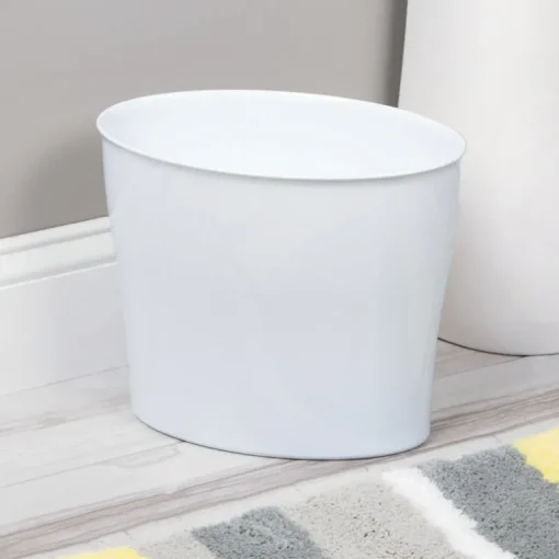 iDesign Nuvo White Plastic Oval Wastebasket