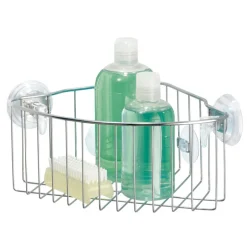 iDesign Power Lock Silver Stainless Steel Shower Basket