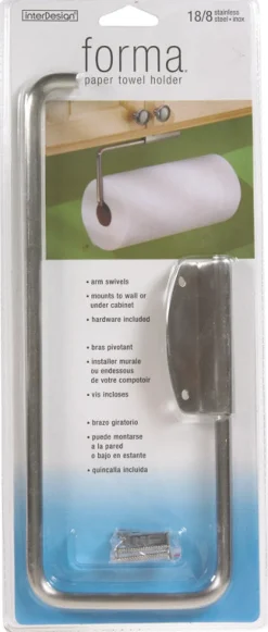 iDesign Stainless Steel Paper Towel Holder 5 in. H X 1 in. W X 12 in. L
