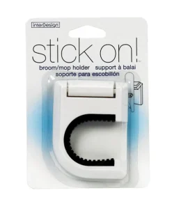 iDesign Stick On 3-1/2 in. H X 2-1/2 in. W White Broom/Mop Holder