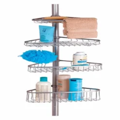 iDesign York 9 in. H X 11.1 in. W X 11.1 in. L Silver Shower Caddy