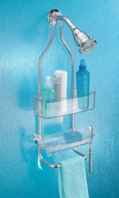 iDesign Zia 23 in. H X 10 in. W X 5 in. L Clear Shower Caddy
