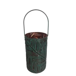 Infinity 10 in. Metal Leaves Hanging Lantern Green Patina (Pack of 2)