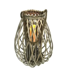 Infinity LED Wood Flameless Lantern Gray