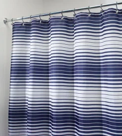 InterDesign 72 in. H x 72 in. W Navy Stripes Shower Curtain Polyester (Pack of 2)