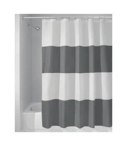 InterDesign 72 in. H x 72 in. W Gray/White Stripes Shower Curtain Polyester (Pack of 2)