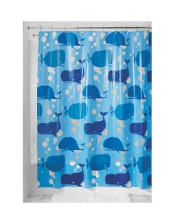 InterDesign 72 in. H x 72 in. W Blue Moby Shower Curtain Polyethylene (Pack of 2)