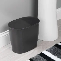 InterDesign Kent Black Oval Wastebasket