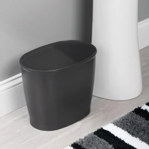 InterDesign Kent Black Oval Wastebasket