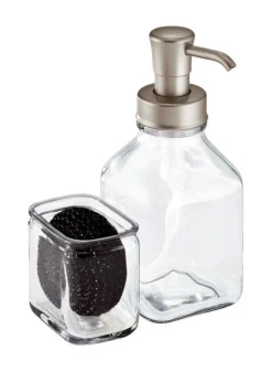 InterDesign Cora Soap Pump And Side Caddy 8 in. H x 5.5 in. W x 3.2 in. L Satin Clear Glass (Pack of 2)