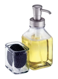 InterDesign Cora Soap Pump And Side Caddy 8 in. H x 5.5 in. W x 3.2 in. L Satin Clear Glass (Pack of 2)