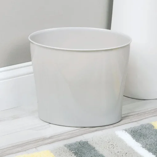 InterDesign Nuvo Gray Plastic Oval Wastebasket