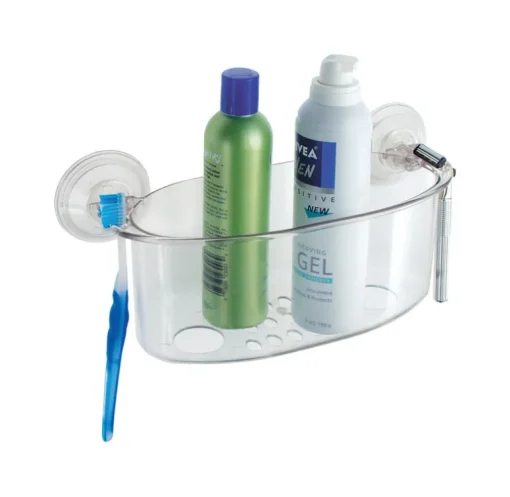 InterDesign Power Lock Shower Basket 5.2 in. H x 4.8 in. W x 10.4 in. L Clear Plastic (Pack of 4)