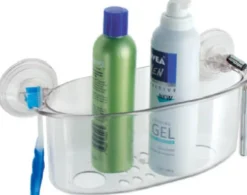 InterDesign Power Lock Shower Basket 5.2 in. H x 4.8 in. W x 10.4 in. L Clear Plastic (Pack of 4)
