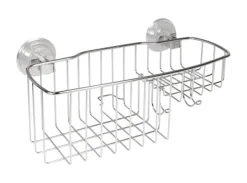 InterDesign Reo Power Lock Silver Stainless Steel Shower Basket