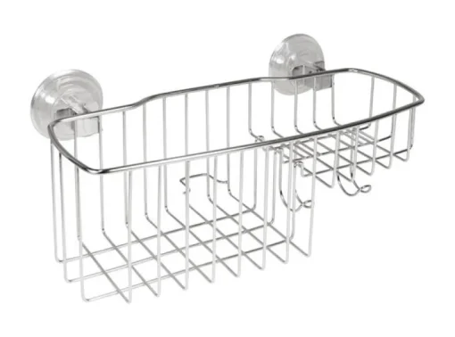 InterDesign Reo Power Lock Silver Stainless Steel Shower Basket