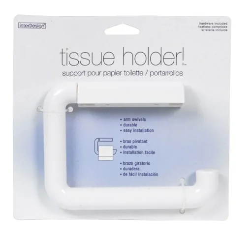 InterDesign White ABS Plastic Wall Mount Toilet Paper Holder