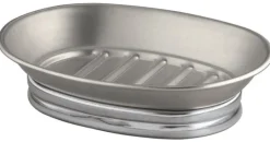 InterDesign York Chrome Silver Stainless Steel Soap Dish