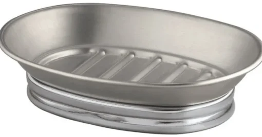 InterDesign York Chrome Silver Stainless Steel Soap Dish