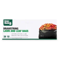 Iron Hold 618730 39 Gallon Drawstring Lawn & Leaf Bags 10 Count (Pack of 12)