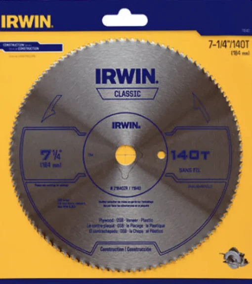 Irwin 7-1/4 in. D X 5/8 in. Classic Steel Circular Saw Blade 140 teeth 1 pk