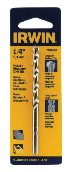 Irwin 1/4 in. X 4 in. L Tungsten Carbide Tipped Rotary Drill Bit Straight Shank 1 pc