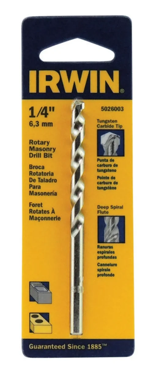 Irwin 1/4 in. X 4 in. L Tungsten Carbide Tipped Rotary Drill Bit Straight Shank 1 pc