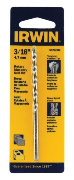 Irwin 3/16 in. X 4 in. L Tungsten Carbide Tipped Rotary Drill Bit Straight Shank 1 pc
