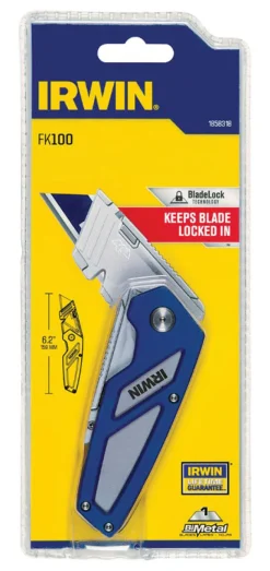 Irwin FK100 Folding 6.2 in. Lockback Utility Knife Blue 1 pk
